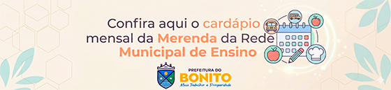 Banner com link para Card&aacute;pio mensal da merenda da Rede Municipal de Ensino